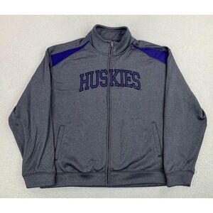 Huskies Jacket Mens 2XL Gray NCAA College Full Zip Track Warmup Athletic